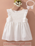 Robe blanche smock avec dentelle pour bébé livraison Antananarivo